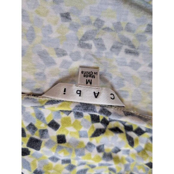 Cabi Womens Sleeveless Draped Top M Yellow/Gray/Black Abstract Print Lightweight - Picture 5 of 7